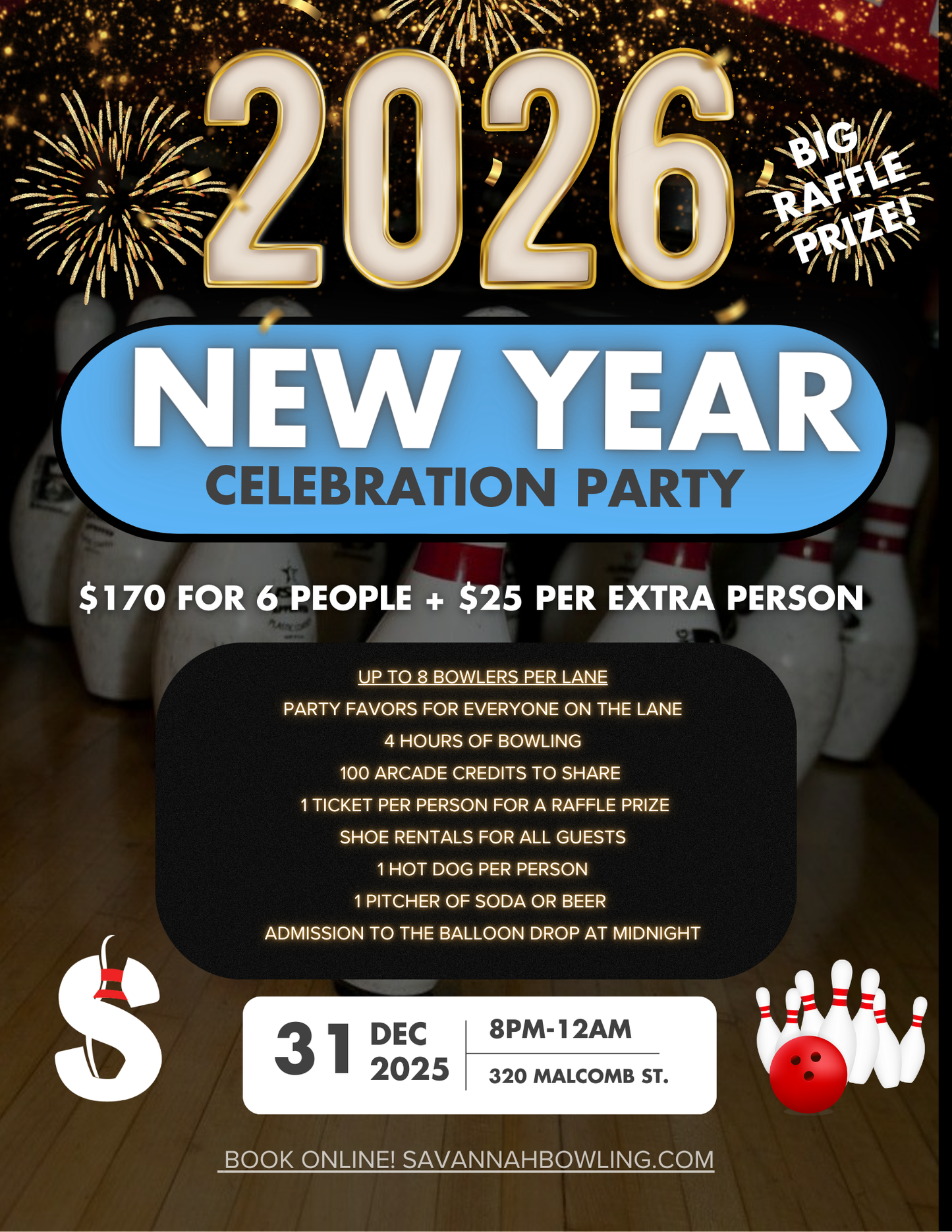 NEW YEARS EVE LANE RESERVATION